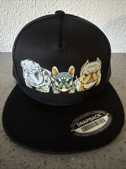 Black Snapback Trucker Hat French Bulldog Graphic