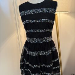 Red Valentino Black Tulle Sequin Dress – Size 6 – Designer Cocktail Dress