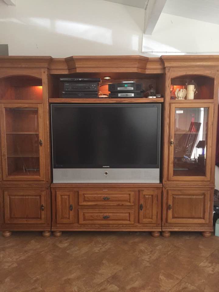Oak Wall Unit and TV Stand 
