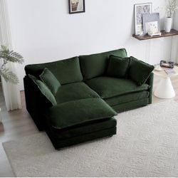 🛋️ BRAND NEW EAFURN DEEP SEAT SECTIONAL + OTTOMAN — GREEN