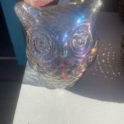 Vintage Glass Owl Figure Home Decor 