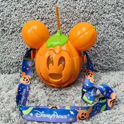 2024 Disney Mickey Mouse Halloween Pumpkin Light Up Sipper New
