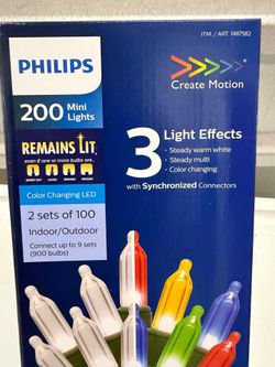 Philips 200 LED Mini Christmas Lights Color Changing Warm White & Multi