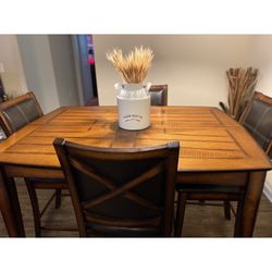 4 Chairs Dinette Table Wood Set.