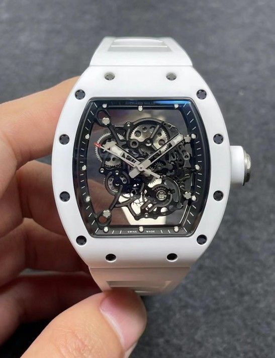 Unisex Swiss watch 31.25*29.45mm hollow dial ceramic case rubber strap