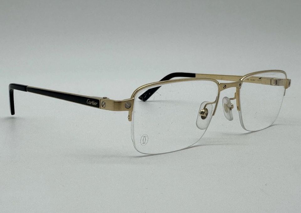 SANTOS DE CARTIER RECTANGULAR HALF RIM EYEGLASSES 100% GENUINE CT0103O ~$1480