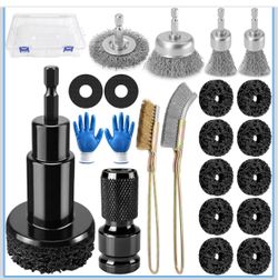 Wheel Hub Cleaning Tool Kit, 19 Pcs Wheel Hub Resurfacing Kit Hub Cleaning Kit for Quick Rust Removal on Lug Studs Brake Rotors with Carbon Steel Wire