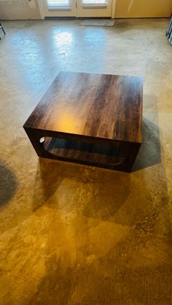 Rustic Two-Tone Coffee Table with Open Storage