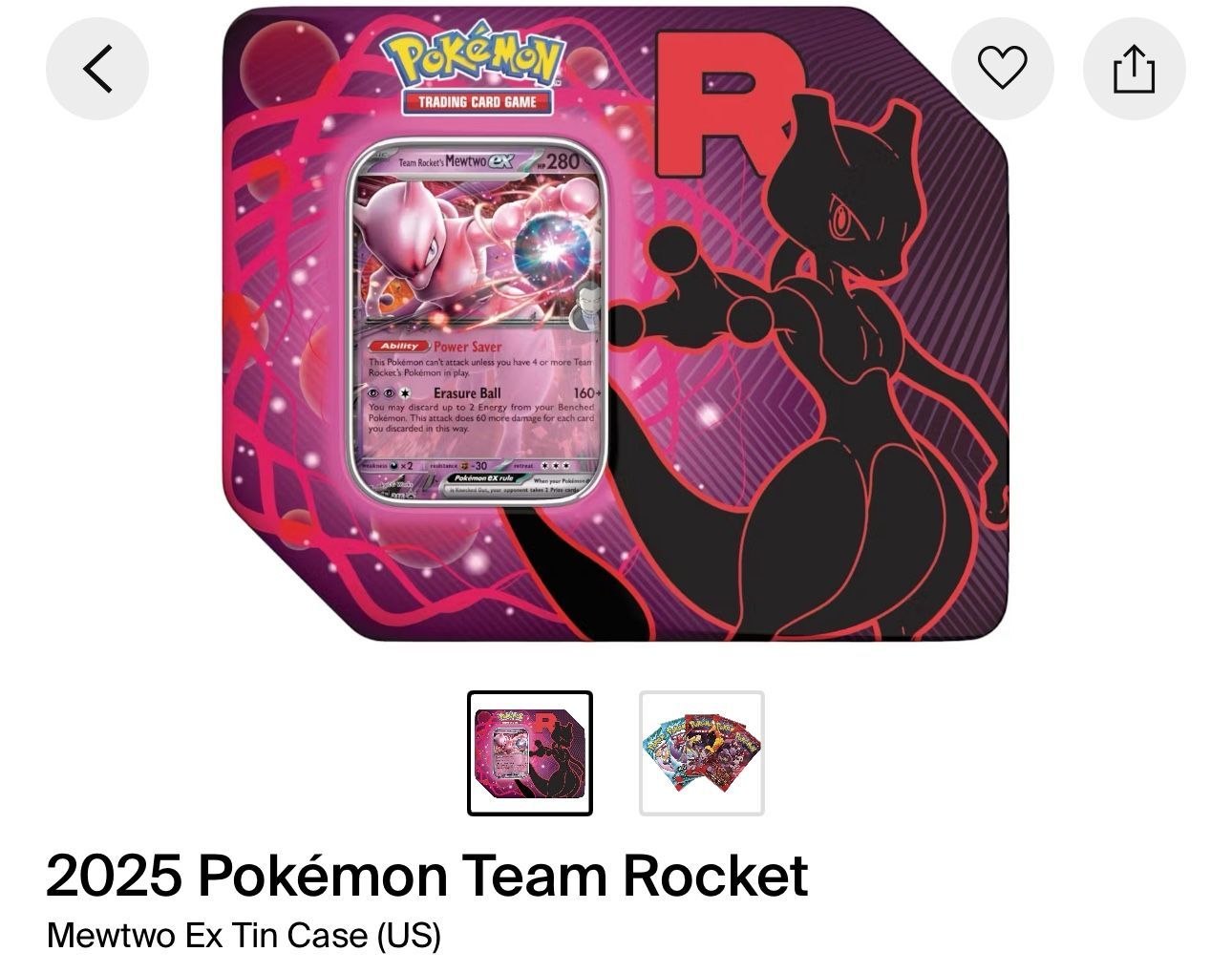 Team Rocket Tin Mewtwo EX