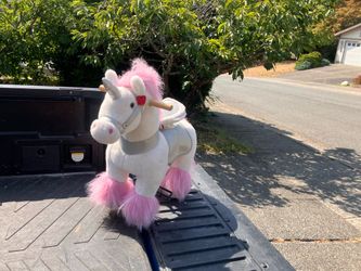 Child Children Kid Riding My Pony Riding Unicorn Horse on Rollers  18” High in Good Condition