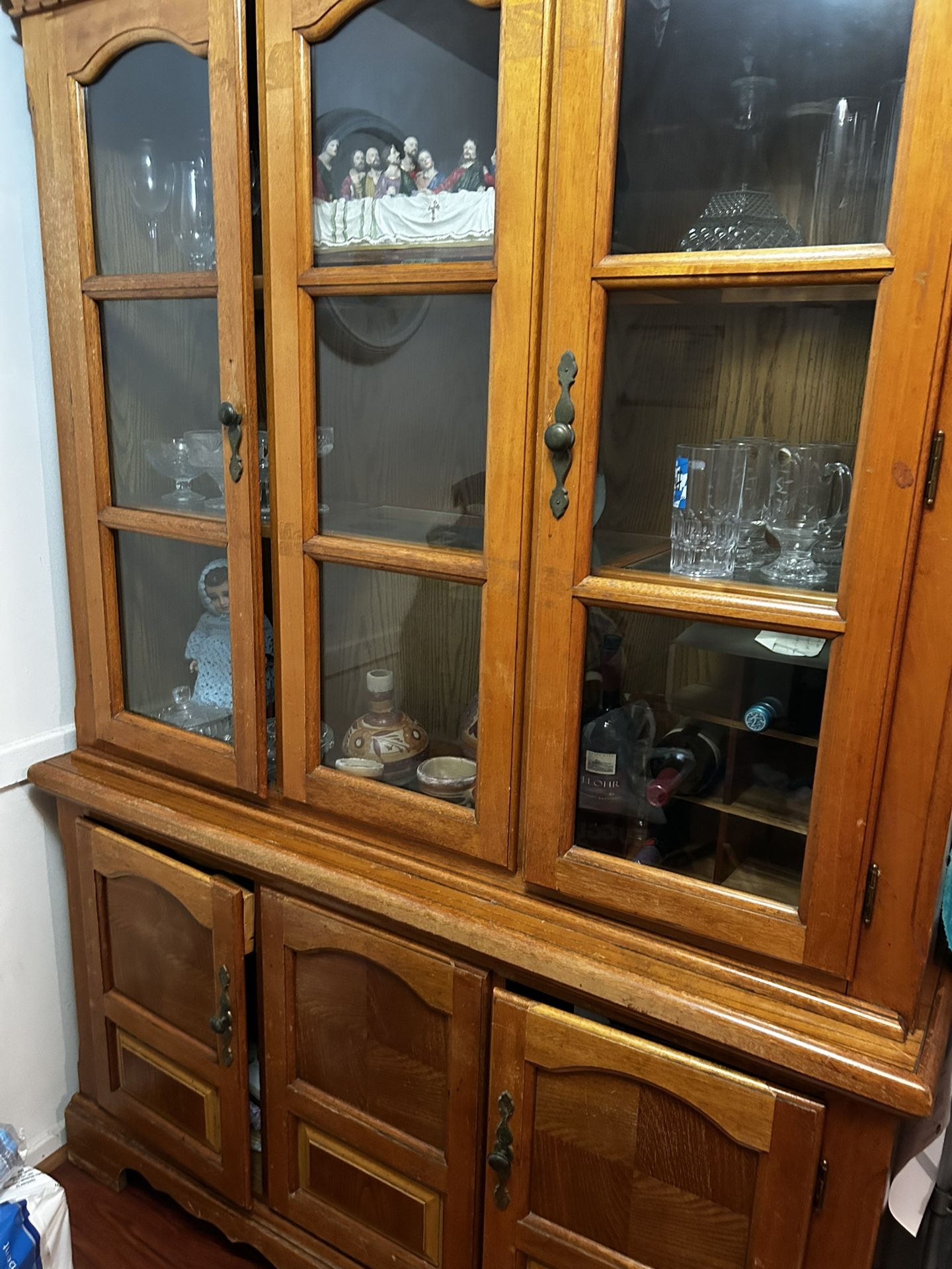 Free!!!Kitchen Vintage Buffet With Glass Door With 2 Drawers