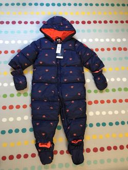 Baby one-piece coat with warm gloves and foot covers
