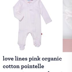 Magnetic Me Magneticme Footie Onesie Pink Preemie Love Lines Organic Cotton Pointelle 