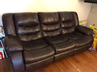 Leather sofa with recliners