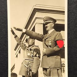 Vintage RPPC Adolf Hitler and Mussolini Postcard 