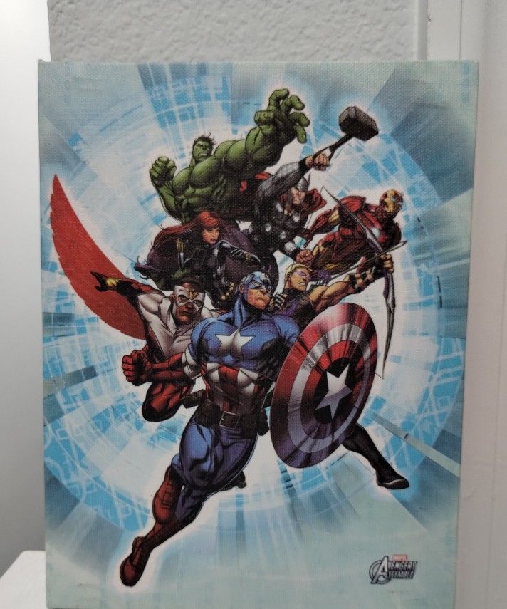 Marvel Avengers Assemble Canvas Print 8 1/2" x 6-1/2"-2014-READ DETAILS