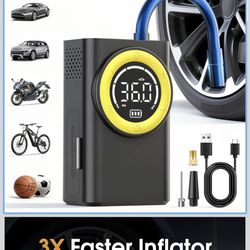 New In Box! Tire Inflator Portable Air Compressor,150 PSI Cordless Air Pump for Car Tires with Digital Pressure Gauge & LED Light,5X Faster Portable T
