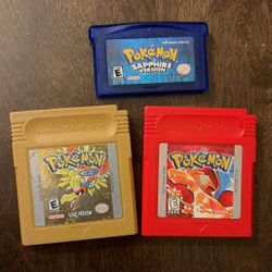 Pokémon Red, Gold & Sapphire Authentic Cartridges Batteries Still Save
