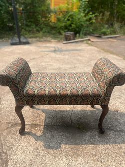 Upholstered Bench with Rolled Arms