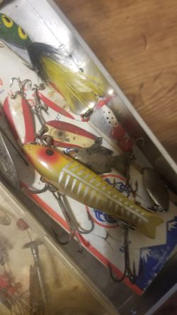 old fishing tackle box and lures hooks for Sale in San Antonio, TX - OfferUp