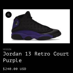 Nike Jordan 13 Court Purple Size 12 Brand New