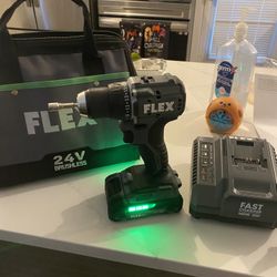 24v Flex Brushless Drill With 2 Batteries, Charger & Tool Bag