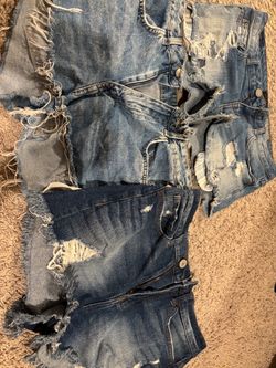 Lot of 3 Distressed Denim Jean Shorts