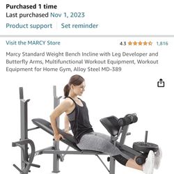 Marcy Standard Weight Bench Incline with Leg Developer and Butterfly Arms