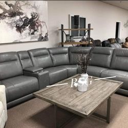 Leather 6-Piece Power Reclining Sectional ⚡No Needed Credit Check ⚡ $39 Down Payment with Financing
2043