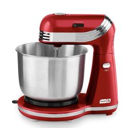 DASH Stand Mixer (Electric Mixer for Everyday Use): 6 Speed Stand Mixer with 3 qt Stainless Steel Mixing Bowl, Dough Hooks & Mixer Beaters for Dressin