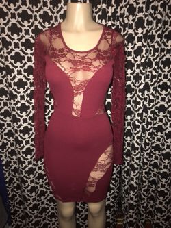 Burgundy Lace Dress size SMALL