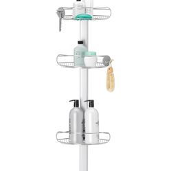 simplehuman 8' Tension Pole Shower Caddy, Stainless Steel and Anodized Aluminum