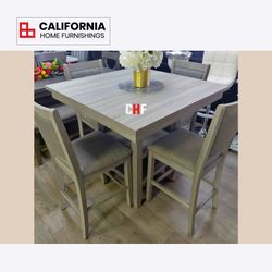 Modern 5-Piece Counter Height Dining Set with Storage Shelf