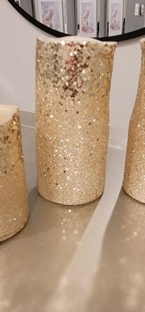 Battery Operated Gold Glam Candles