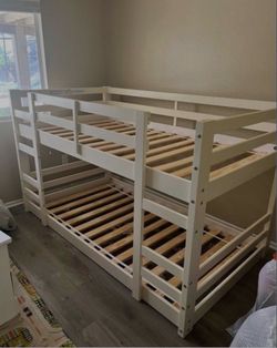 White Wood Twin Bunk Bed Frame