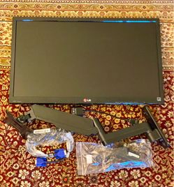 LG 24” Full HD LED Monitor (24EN43V-B) + Full Wall Mount Arm + All Cables