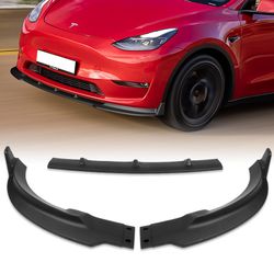 For 2020-2024 Tesla Model Y STP-Style Matt Black Front Bumper Body Spoiler Lip -(2-PU-547