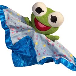 Disney Junior Kermit Security Blanket 15” Lovey Satin Character Frog Star EUC
