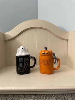 Rae Dunn Halloween Mugs with Lids Set of 2