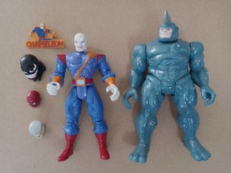 Spiderman The Animated Series Chameleon and Rhino Loose Figures 1993