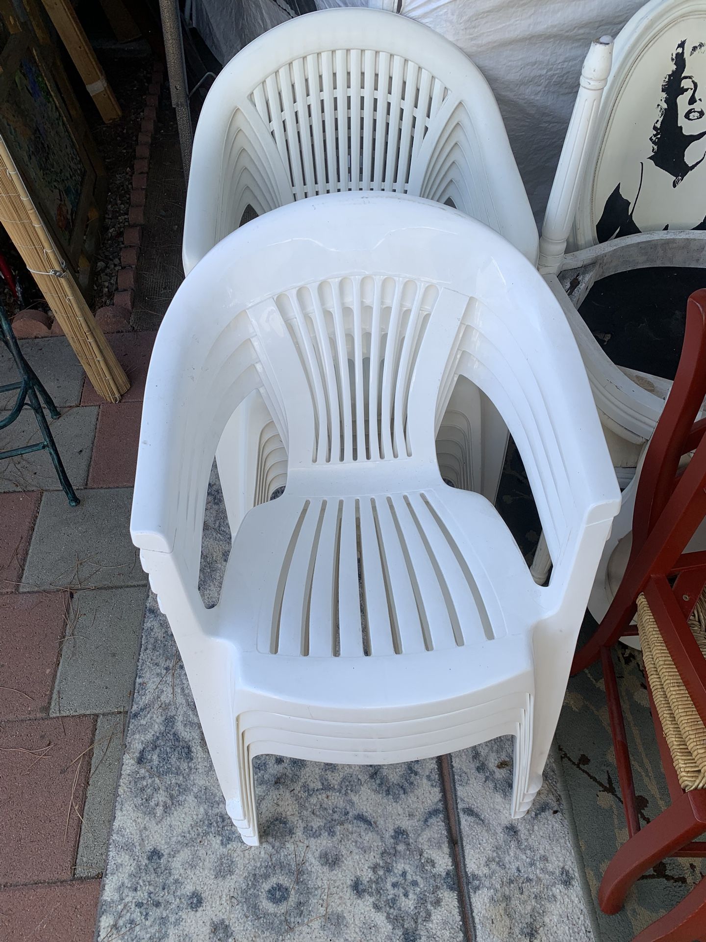 White Plastic Patio Backyard Party Chairs $40 OBO!