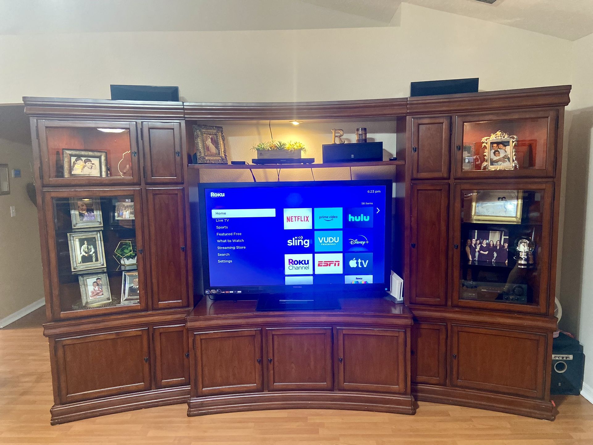 Beautiful solid wood entertainment wall unit for Sale in Groveland, FL