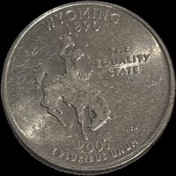 2007 Wyoming State Quarter Error Extra Tail Die Chip 