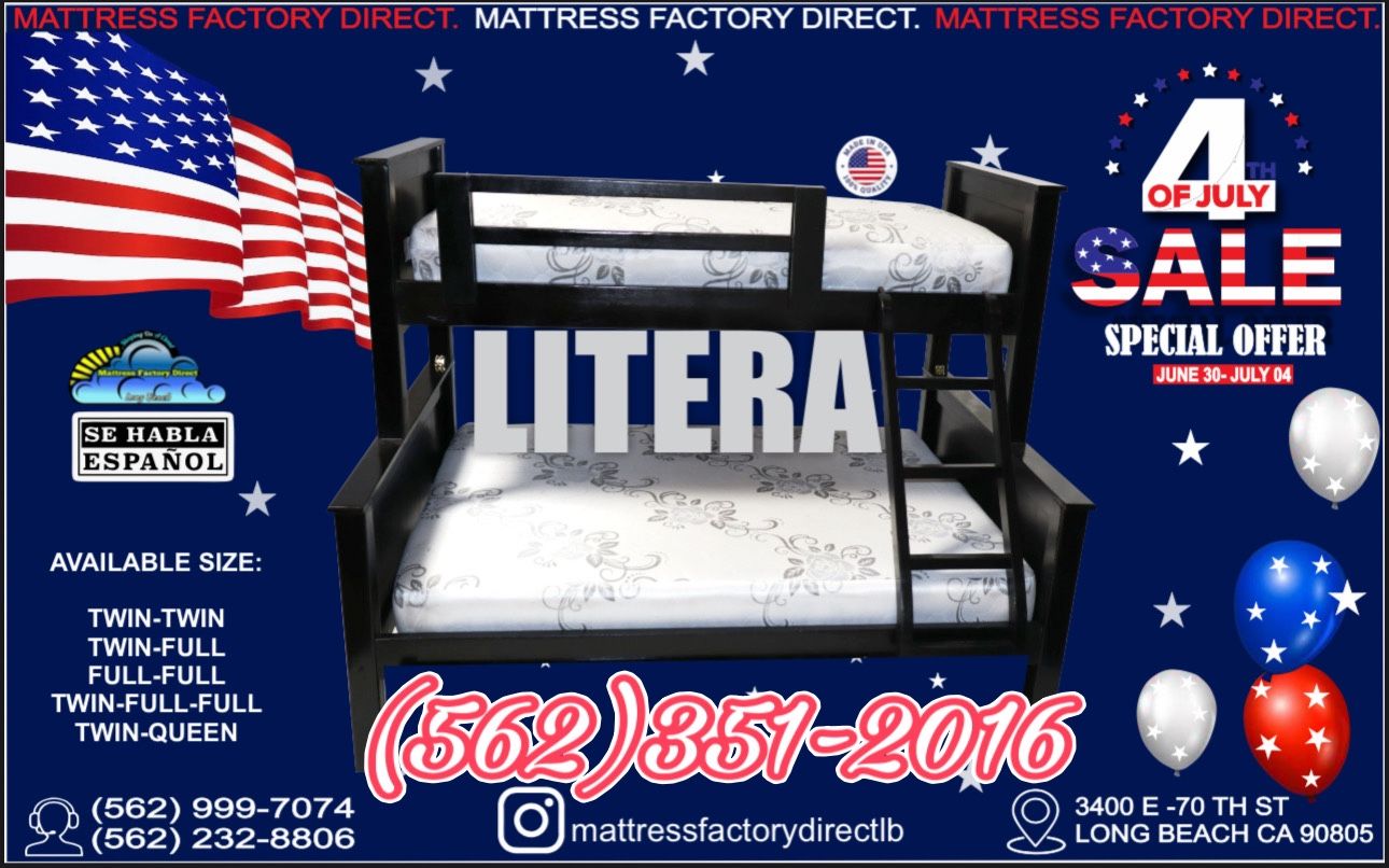 Twin Full Black Bunk Bed With Mattresses Colchones Nuevos