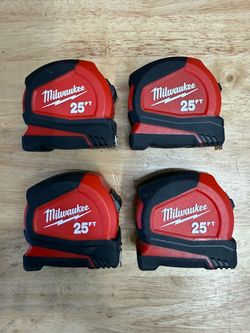 MILWAUKEE Compact 25’ Tape Measure w/ Fractional Scale (4) Pack
