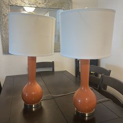 Pair Of Orange lamps