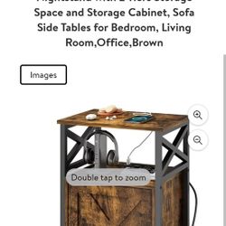 LDTTCUK Side Table with Charging Station 