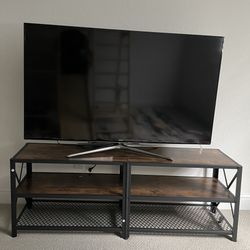 VASAGLE TV Stand, TV Console for TVs Up to 65 Inches, TV Table, 55.1 Inches Width, TV Cabinet with Storage Shelves, Steel Frame