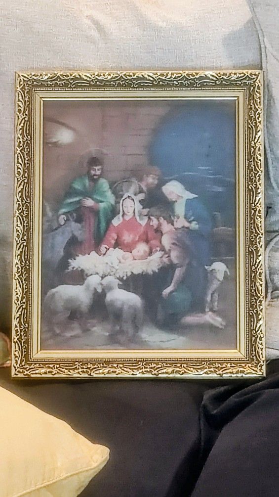 Vintage Jesus Nativity Scene Christmas 3D Lenticular Hologram Picture