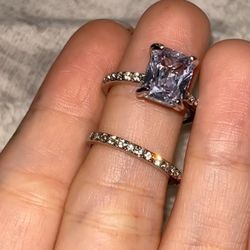 Lavender Square Stone Ring w/ Band 